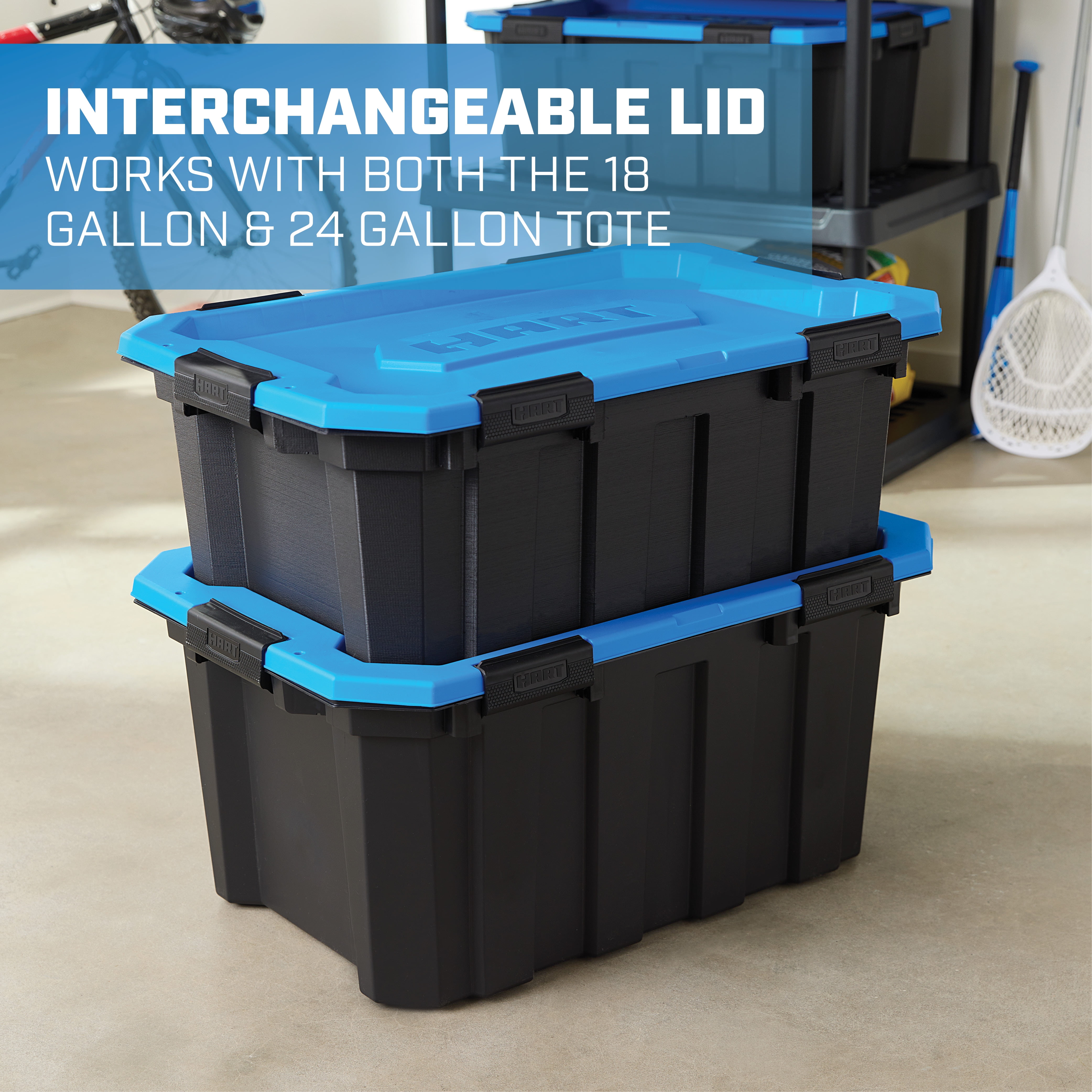 HART 24 Gallon Water Resistant Latching Heavy Duty Plastic Storage