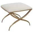 thumbnail image 2 of Uttermost Crossing Contemporary Iron and Fabric Small Bench in White/Gold, 2 of 6