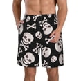 thumbnail image 1 of Balery black white Skull bone Traje de Baño Estilo Hawaiano para Hombre, Shorts de Secado Rápido con Bolsillos-Small, 1 of 6