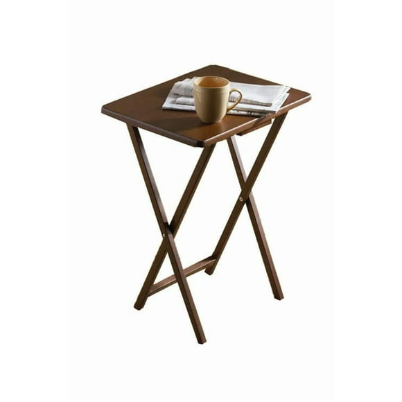 Mainstays Indoor Folding Table Walnut, Fold flat for easy store