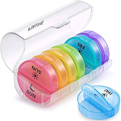 Daily Pill Organizer (TwiceaDay) Weekly AM/PM Pill Box,Round