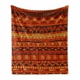 thumbnail image 1 of Tribal Soft Flannel Fleece Throw Blanket, Antique Folkloric Motifs Geometric Art Ornaments Illustration, Cozy Plush for Indoor and Outdoor Use, 50" x 60", Orange Yellow, by Ambesonne, 1 of 6