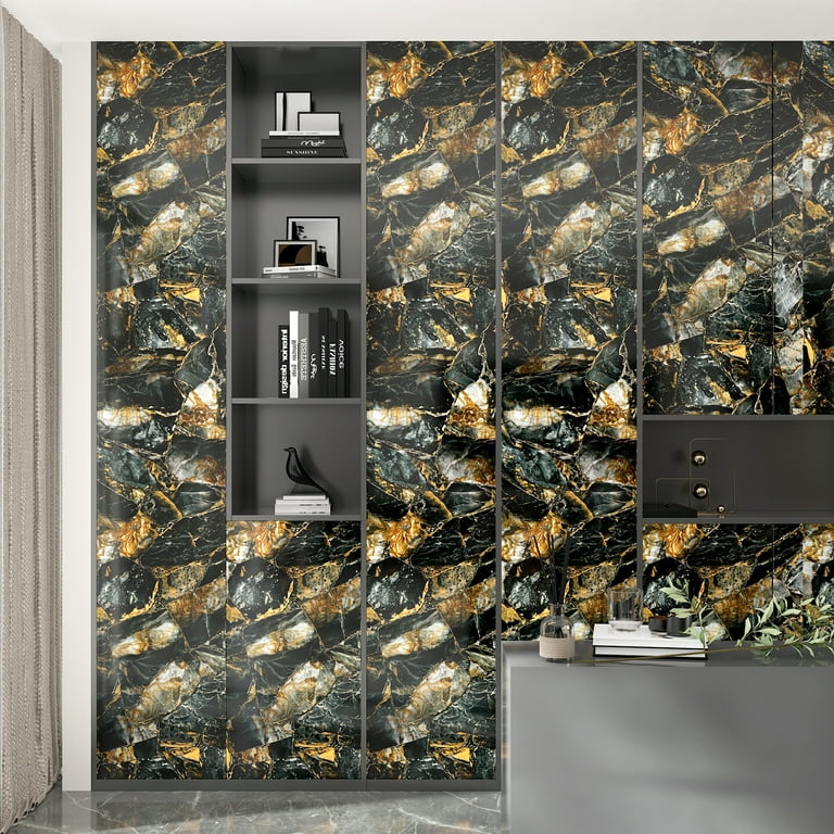 Gold and Black Marble Contact Paper Peel and Stick Wallpaper