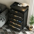 thumbnail image 2 of Pusnapku 5 Drawer Dresser, 45" Tall Fluted Chest of Drawers with Charging Station, LED Light, Vertical Wood Storage Dressers for Living Room, Entryway, 2 of 9