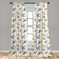 thumbnail image 4 of Ambesonne Fantasy Curtains, Pattern of Animals Flowers, Pair of 28"x63", Pale Blue and Dark Yellow, 4 of 4