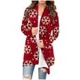 thumbnail image 2 of WXLWZYWL Christmas Cardigans for Women Loose Fit Open Front Cardigan Cute Reindeer Long Sleeve Lightweight Draped Sweater Outwear, 2 of 6