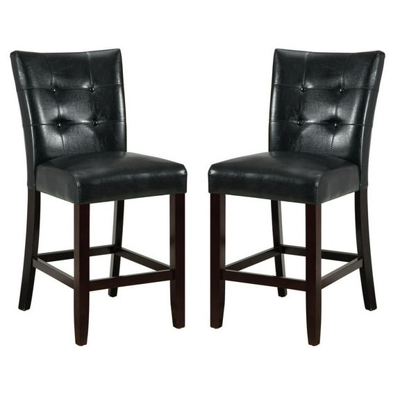 Wood & Polyurethane High Chair, Black & Brown, Set of 2