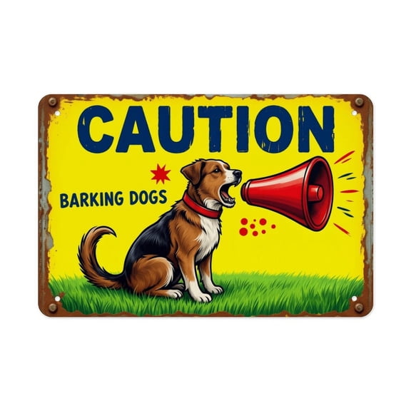 Wall Art Barking Dogs Caution Sign Home Decor Poster Print11.8"*7.9"