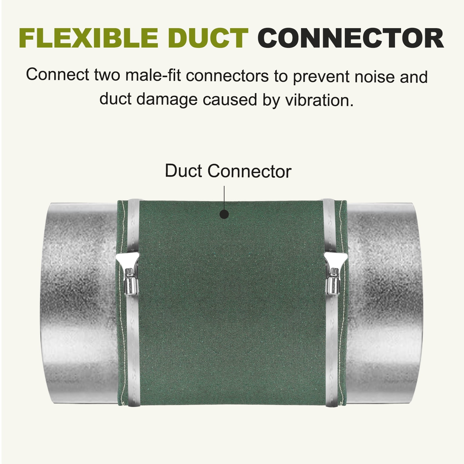 Uxcell 2 Pcs Duct Connector (6") - Flexible Canvas Female Fit Air Duct Vibration Noise Reducing Ducting Coupler Pipe Fitting Coupling for HVAC Ventilation Exhaust Fan Vent Systems, Green