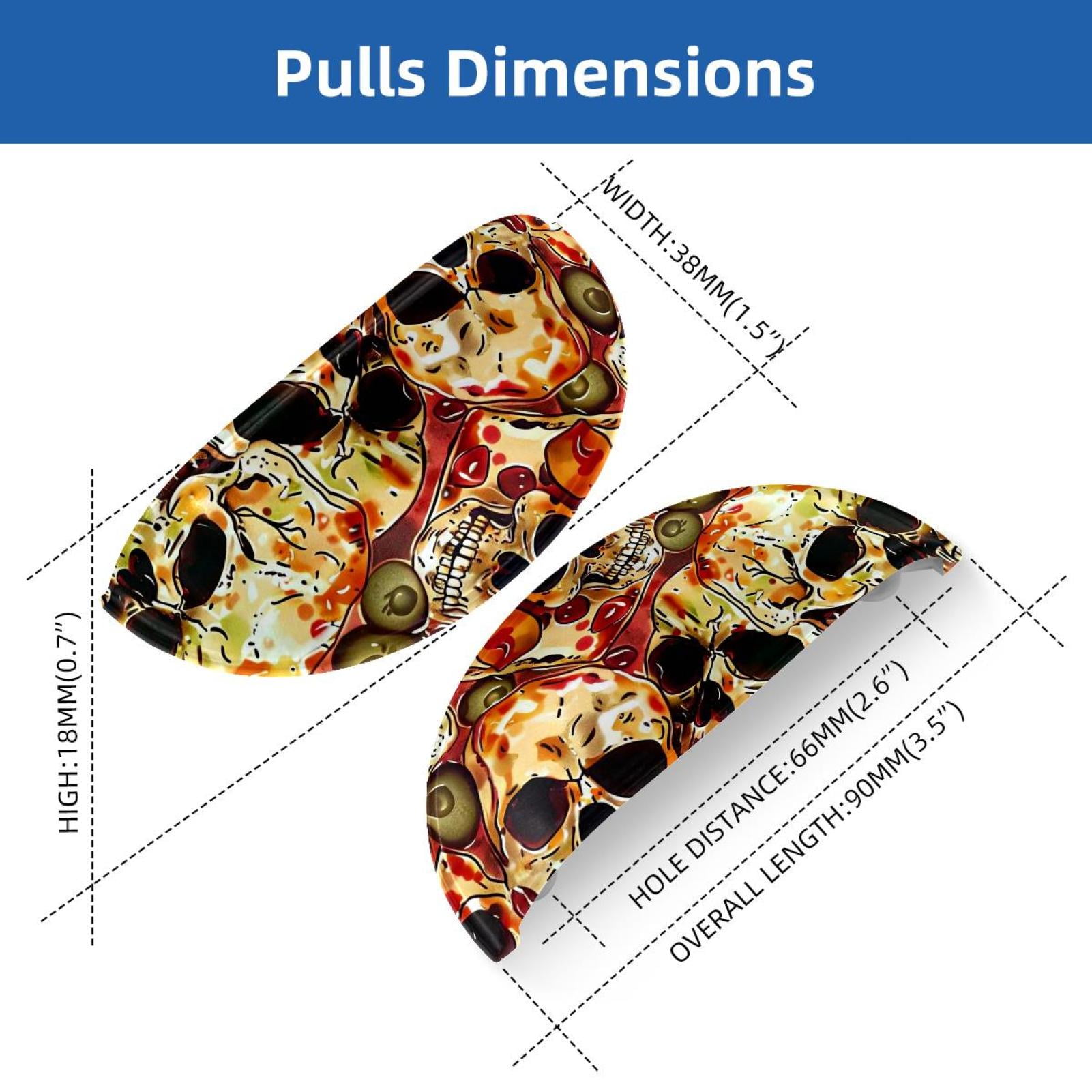 PhooArto 6 Pcs Cup Drawer Pulls, Funny Skulls Pizzas Pattern Shell Shape Handles Cabinet Knobs for Dresser Cupboard Closet Wardrobe with Screws