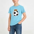 thumbnail image 2 of Atogsazn Soccer Printed T-shirt for Boys Kids Casual Short Sleeve Crew Neck Casual Tees For Kids Sports Light Blue 11-12 Years Fashion, 2 of 7
