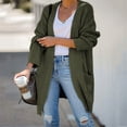 thumbnail image 4 of Tuphregyow Women Fall Long Sleeve Cable Knit Sweater Loose Outerwear Solid Open Front Cardigan Casual Lightweight Slouchy Leisure Oversized Trendy Army Green XL, 4 of 9