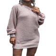 thumbnail image 3 of Women´s Off Shoulder Sweater Dress Long Sleeve Solid Color Loose Knit Dress Fall Mini Dress, 3 of 9
