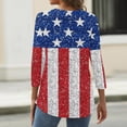 thumbnail image 4 of 3/4 Sleeve Patriotic Tops for Women USA Flag 4Th July American Red White Blue Star Stripe T-Shirt Plus Size Navy L, 4 of 4