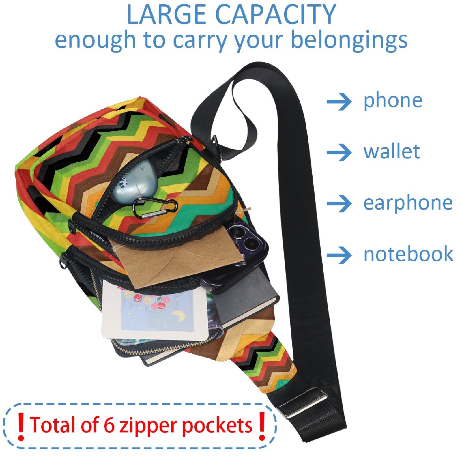 ERJLKXP Colorful Ripples Small Mens Women Crossbody Chest Bag, Travel Over Shoulder Sling Bag Backpack Men Side Bag,Daypack