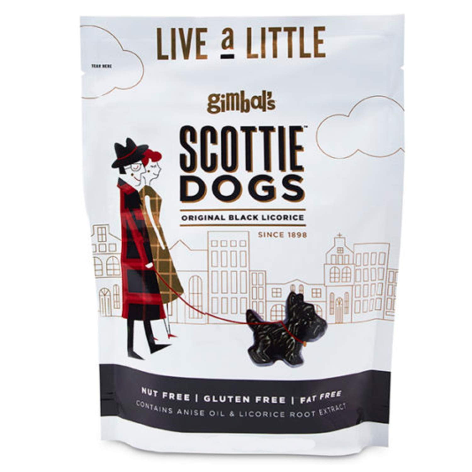 Gimbal's Black Licorice Scottie Dogs 6 oz Resealable Pouch Bag