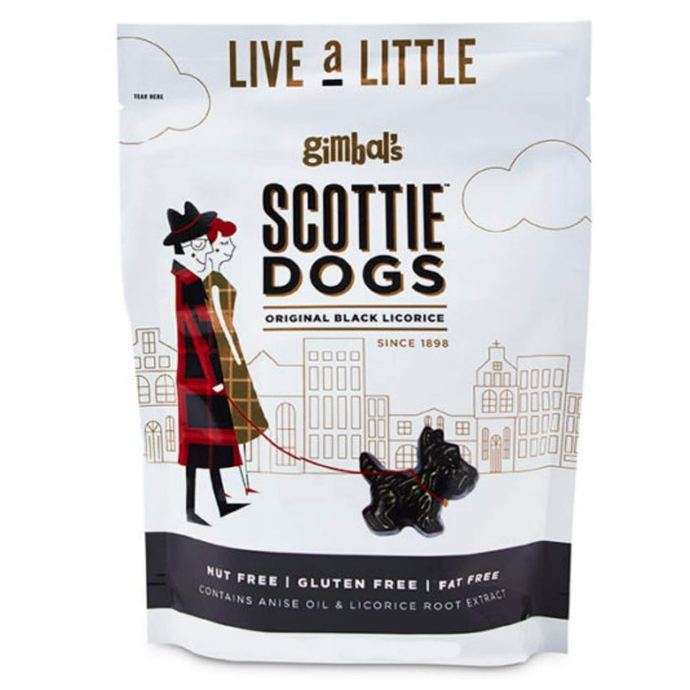 Gimbal's Black Licorice Scottie Dogs 6 oz Resealable Pouch Bag