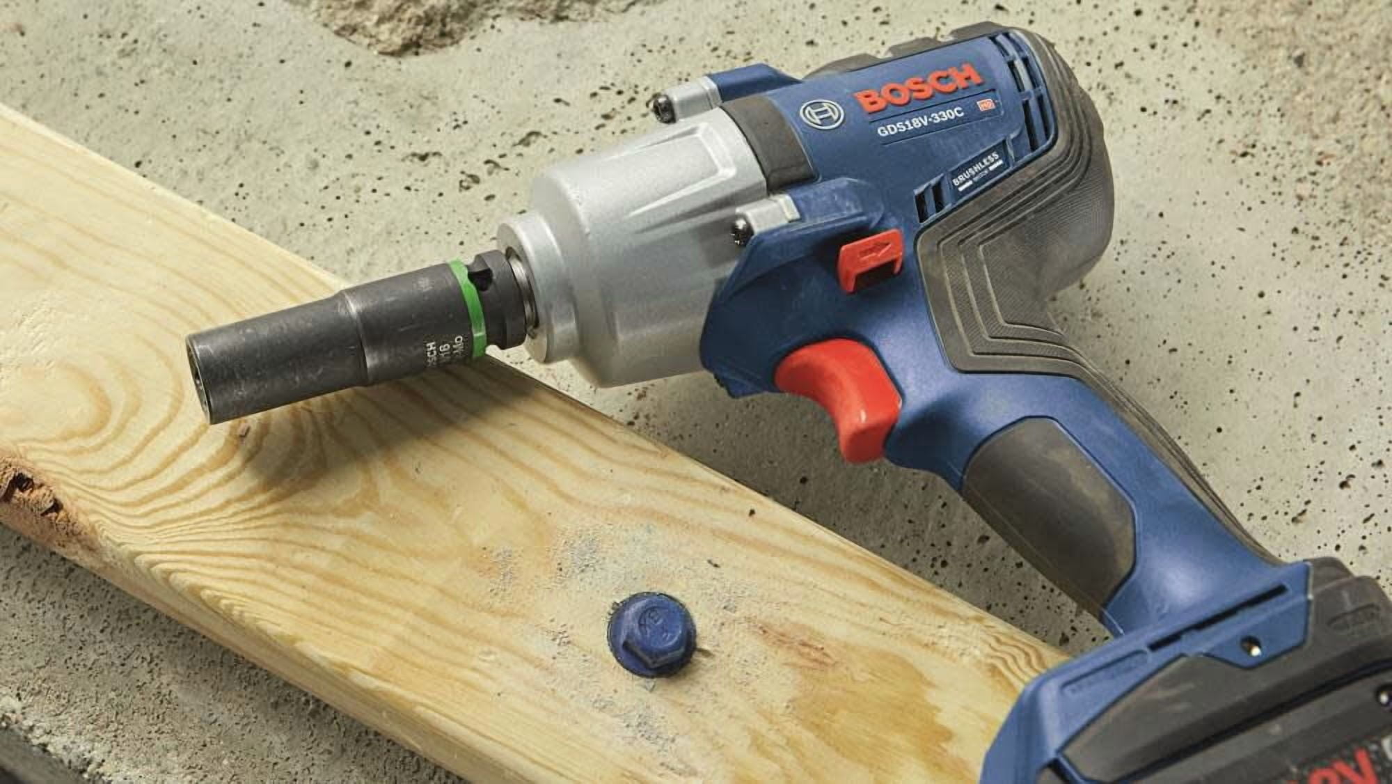 Bosch 18V 1/2" Impact Wrench With Friction Ring Mid Torque And Thru Hole Connected Ready Bare Tool