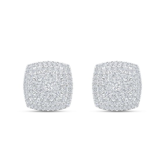AFFY 1/2 Carat Round Cut Natural White Diamond Square Cluster Stud Earrings In 14K Gold Over Sterling Silver (0.5 Cttw, I2-I3 Clarity)
