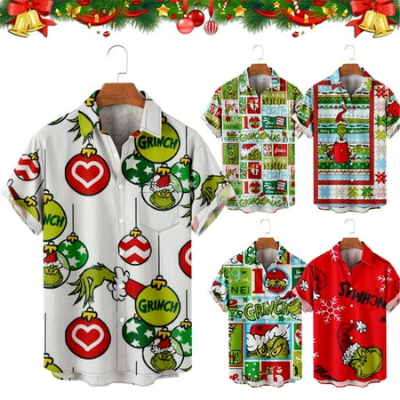 

MLFU Men s Women s Christmas Hawaiian Shirts Short Sleeve Gentle Shirts
