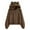 Brown, variant on Hooded Fuzzy Jacket, Ear-Detail Plush Coat, Kawaii Winter Outerwear Black Xl , Coat
