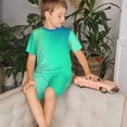 thumbnail image 4 of Fotbe blue green colors Pijama Estampada de 2 Piezas para Niños – Ropa de Dormir de Manga Corta Cómoda para Niños y Niñas, Camiseta y Shorts de Algodón-Medium, 4 of 6