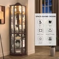 thumbnail image 5 of CKEASEAN 72"H Corner Glass Display Cabinet with Adjustable Glass Shelves for Collectibles, 6-Tier Showcase Display Case，Arched Floral Carving Decoration, Storage Lighted Curio Cabinet for Living Room, 5 of 10