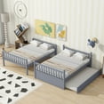 thumbnail image 4 of Full Over Full Bunk Bed with Trundle, Wood Bunk Bed with Safety Guardrail & Ladders, Separates Into 2 Full Size Platform Bed, Trundle Bunk Bed for 3 Teens Adults (Gray), 4 of 12