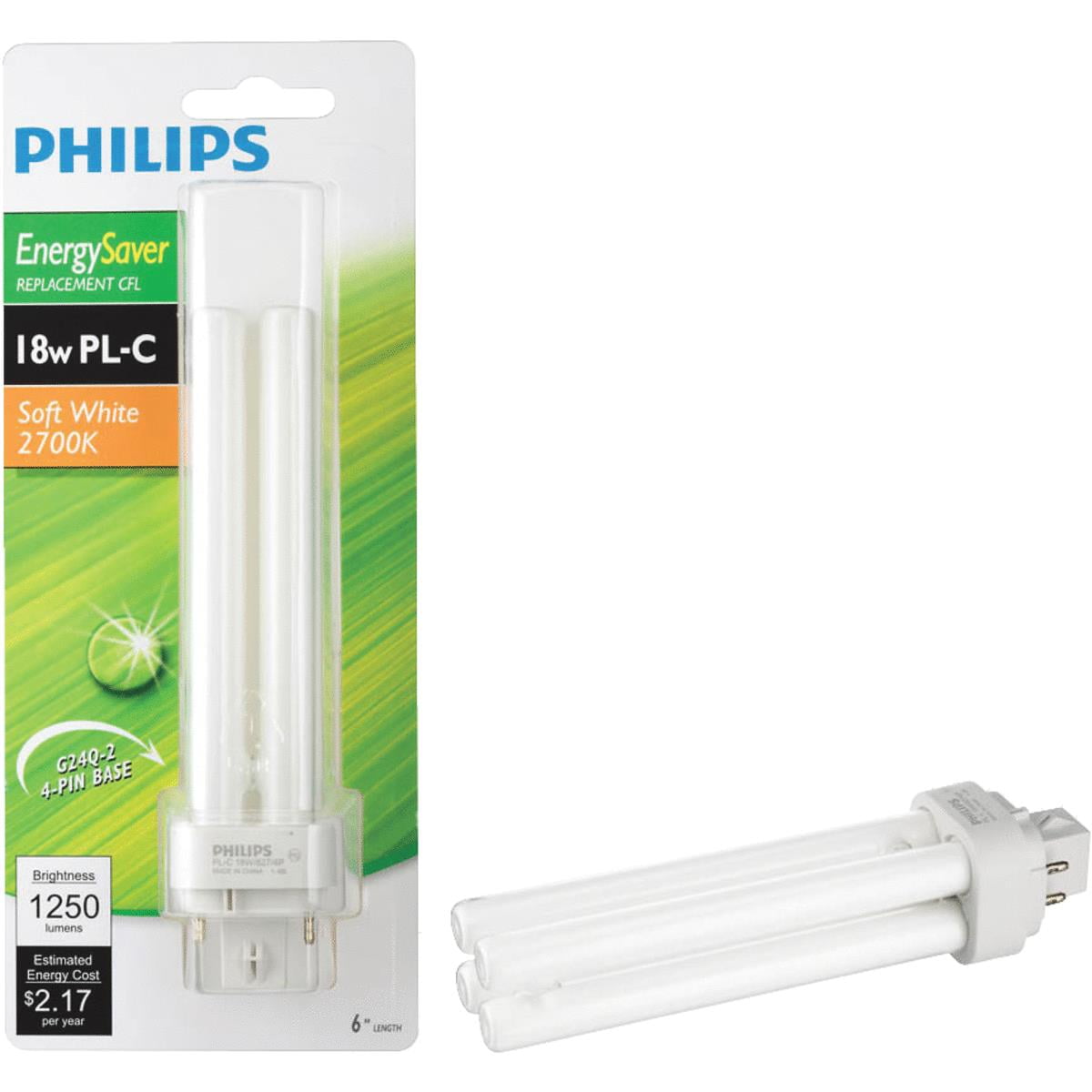 Philips 75-Watt Equivalent Soft White G24 Base PL-C Compact Fluorescent ...