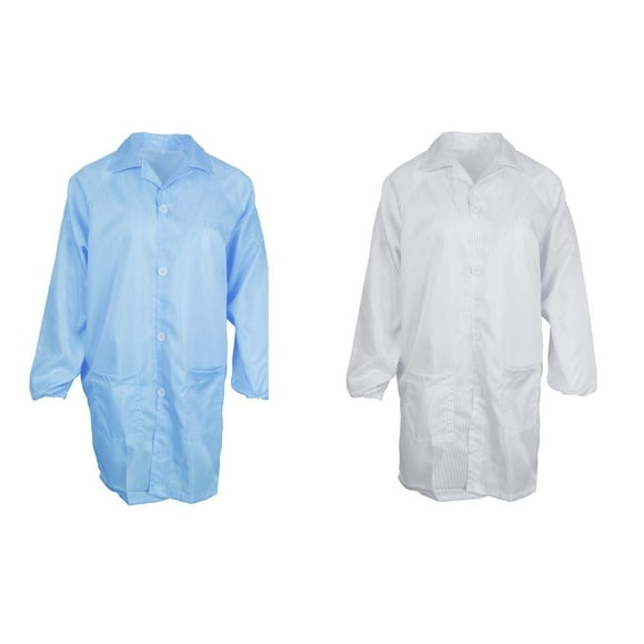 2PCS Chaqueta de Laboratorio Antiestática Premium Cola para Mujeres Azul