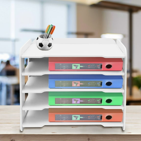 White 13inch 5-Layers Letter Tray Office Desk Organizer Paper Document Organizer File Trays for Top Shelf, Desktop, Pen Holders