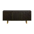 thumbnail image 2 of Wooden Sideboard with Six Shelves and Metal Accents, Gold and Black- Saltoro Sherpi, 2 of 5
