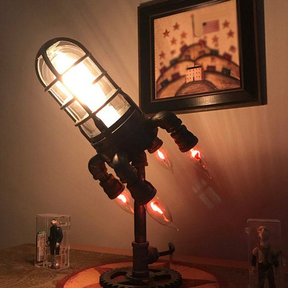 Steam Punk Rocket Lamp With Bulbs Table Lamp Steampunk Style Table Lamp Rocket Lamp Retro Rocket Lamp Gifts For Children