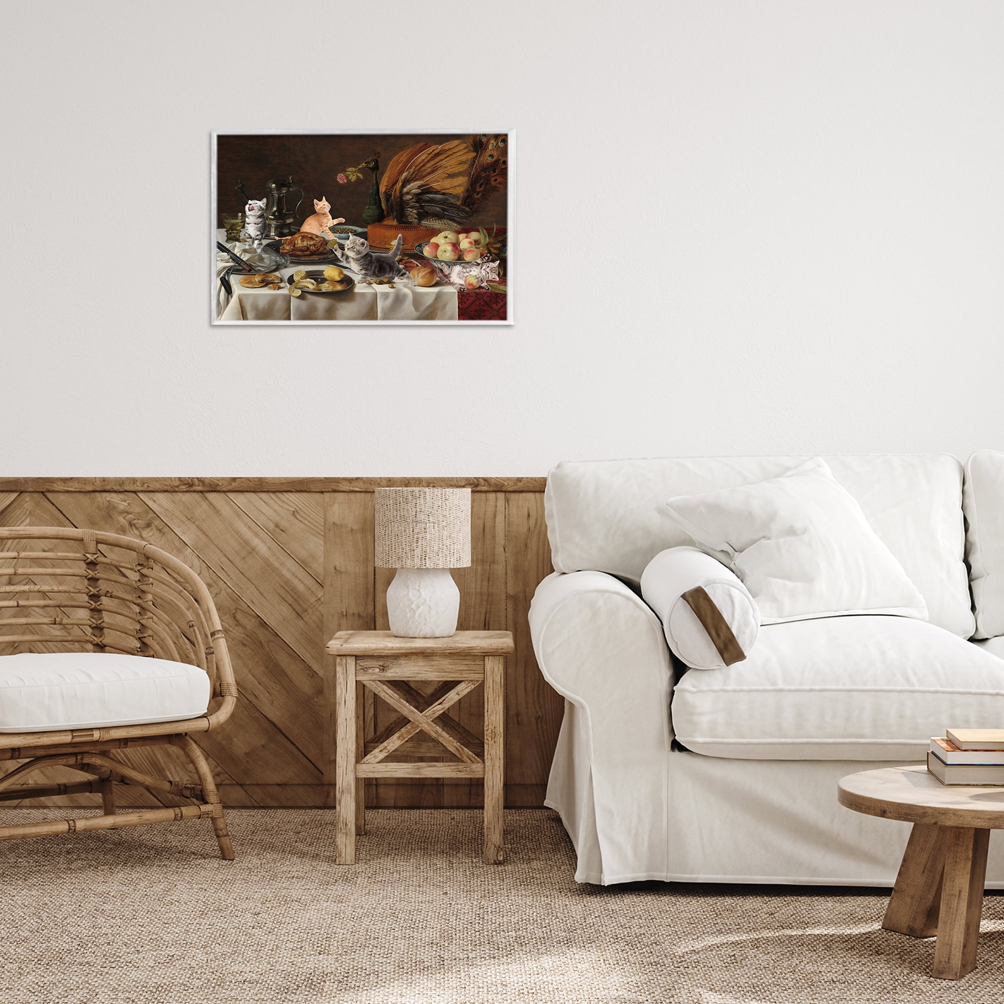Kittens on Still Life Feast White Framed Giclee Art, design by Masters Redux