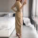thumbnail image 4 of Vestido de cinturón de manga larga de color sólido con abertura delgada informal con cuello en V para mujer Pompotops  hdfakjf7413, 4 of 9