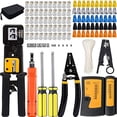 thumbnail image 1 of TAIWAIN RJ45 Cat5 Cat6 Cable Crimping Repair Maintenance Tool, Network Portable Phone Crimper, 8P4P6P Connectors RJ11 Cable Tester, Ethernet Wire Crimper Stripper Cutter(Denim Blue), 1 of 5