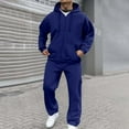 thumbnail image 2 of Men's Casual Solid Color Suit Set, Athletic Jogging 2 Piece, Comfortable Relaxed Fit, Daily Wear for Spring Autumn Winter Outdoor Activities, 2 of 8