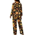 thumbnail image 2 of Renewold Comfortable Crewneck Pajama Set of 2 Loose Fit Pumpkins Mushroom Daily Wear Button Pjs Nightwear Lounge Wear Casual Thanksgiving Women Long Sleeve Tracksuit Size 2XL, 2 of 6