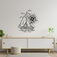 thumbnail image 2 of Ship Compass Boat Boats Sailing Sailor Sail Boat Ocean Sea Silhouette Vinyl Design Wall Sticker Wall Art Wall Decal Boy Girl Kid Room Bedroom Sailor Home Decor Stickers Decoration Size (20x18 inch), 2 of 3