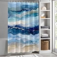 thumbnail image 5 of Ocean Waves Shower Curtain, 72" x 84", Abstract Gradient Blue White Marble Waves Waterproof Bathroom Curtain Washable Shower Curtain Set with 12 Hooks, 5 of 8