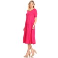 thumbnail image 4 of MOA COLLECTION Women's Solid Casual Comfy Short Sleeve Jersey Knit A-Line Midi Dress, 4 of 6