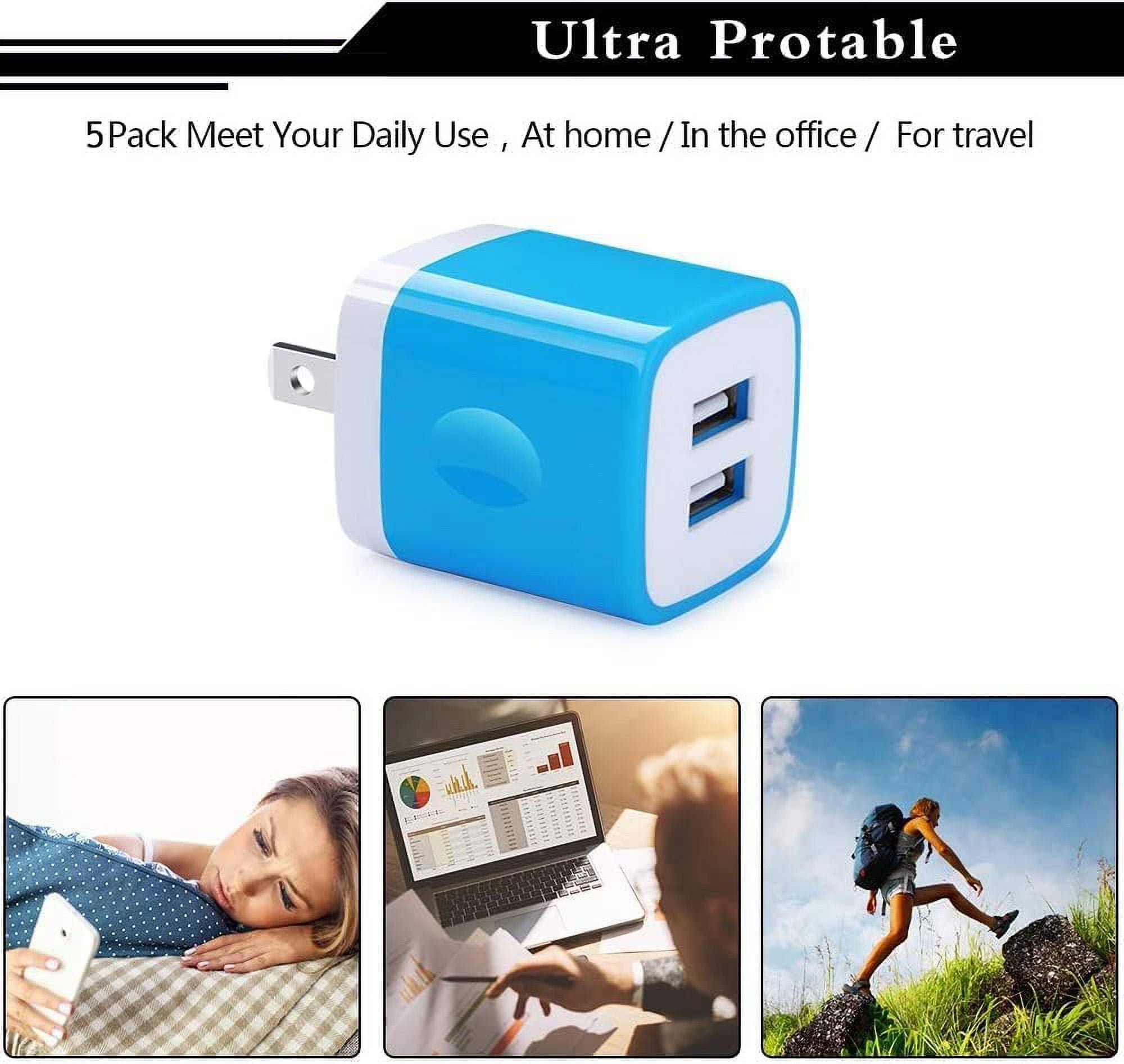 RGHJAR-USB Wall Charger,Charging Block,5Pack 2.1A Wall Plug Power Cube Brick Charger Adapter Compatible with iPhone 17 16 15 14 13 12 11 Pro Max/Xs/XR/8/7/6 Plus,Samsung Galaxy S23 S22 S21 S20 A10e A