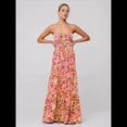 thumbnail image 3 of Vestido de Verano con Estampado Floral para Mujer, con Tirantes Finos, Aberturas y Lazo en la Parte Delantera, Holgado, Estilo Bohemio. Naranja Rosa S, 3 of 5