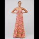 thumbnail image 3 of Vestido de Verano con Estampado Floral para Mujer, con Tirantes Finos, Aberturas y Lazo en la Parte Delantera, Holgado, Estilo Bohemio. Naranja Rosa S, 3 of 5