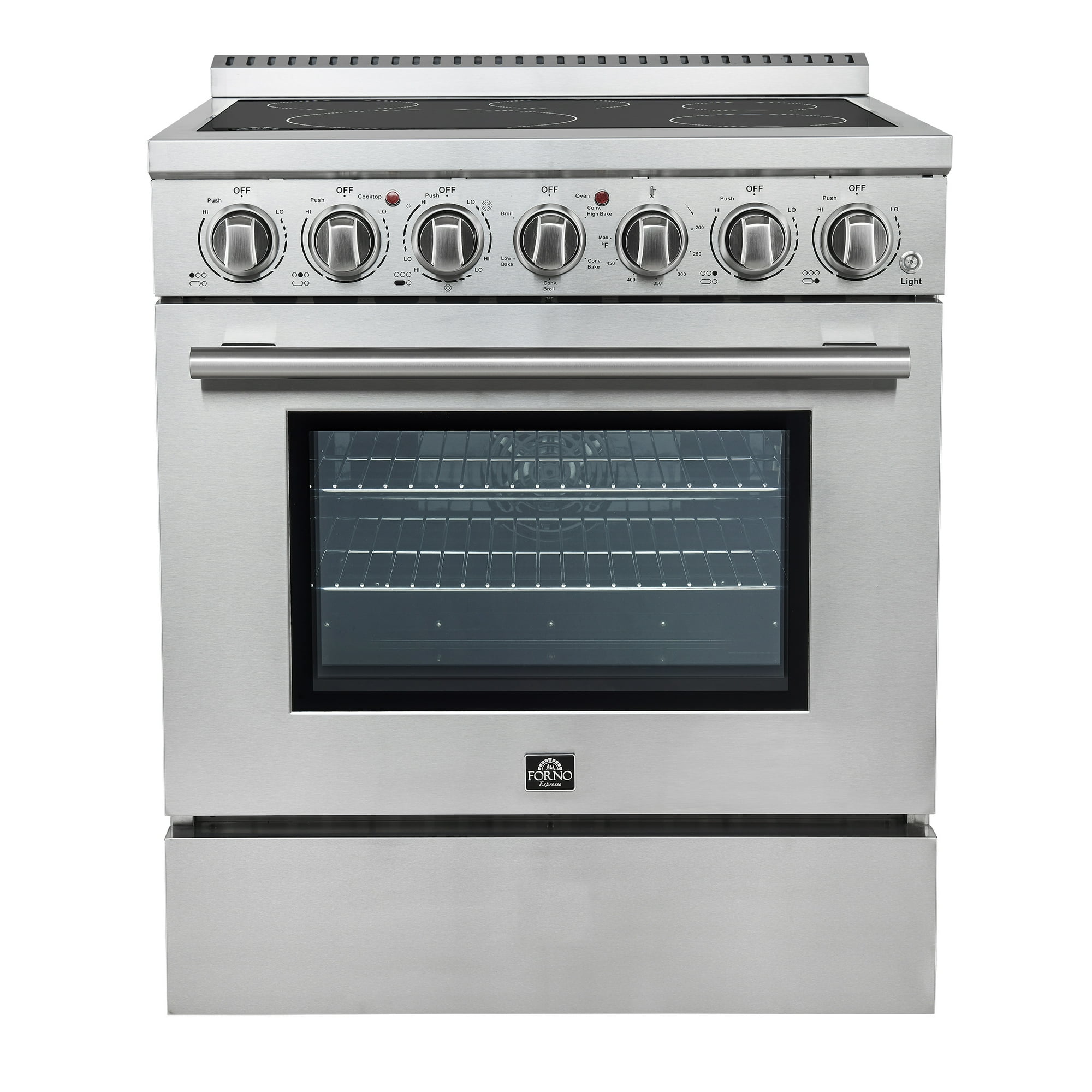 Forno Paolo 30-Inch Freestanding Electric Range, Stainless Steel, 4.38 cu.ft, True Convection Oven, Energy Efficient