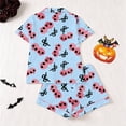 thumbnail image 4 of MEZZALL Women Halloween Print Pajama Set Lapel Collar Button Closure Chest Pocket Short Sleeve Tops With Elastic Waist Shorts Loungewear Sleepwear For Holiday 2 Piece Fashionable Pjs, 4 of 9