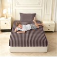 thumbnail image 3 of Manfei Rustic Plaid Fitted Sheet Queen,Vintage Check Bedding,Brown,3pcs,1 Fitted Sheet and 2 Pillowcases, 3 of 6