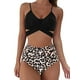thumbnail image 1 of Sunloudy - Traje de baño de dos piezas para mujer, tops de bikini con tirantes finos de color sólido + bragas de bikini con estampado de leopardo Sunloudy S M L XL XXL, 1 of 8