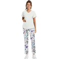 thumbnail image 5 of WTOBBY Plus Size Women's Short Sleeve Printed Scrubs Set, V-Neck with Pockets, Animal Floral Theme, 2-Piece Nursing Uniform, Medical Workwear for Healthcare Professionals,White L, 5 of 6