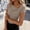 Khaki, variant on Everyday Wear White Asymmetrical Neck Blouse Women Short Sleeve Slim Fit Soft Stretch Wrinkle Resistant Pullover Top,Size S